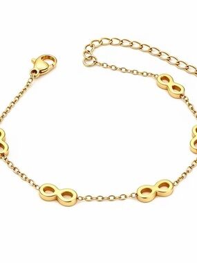 18K PVD Gold Infinity Symbol Chain Bracelet Waterproof 316L Stainless Steel